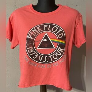 Small/Petite Pink Floyd 1973 Dark Side of the Moon coral concert tee shirt top